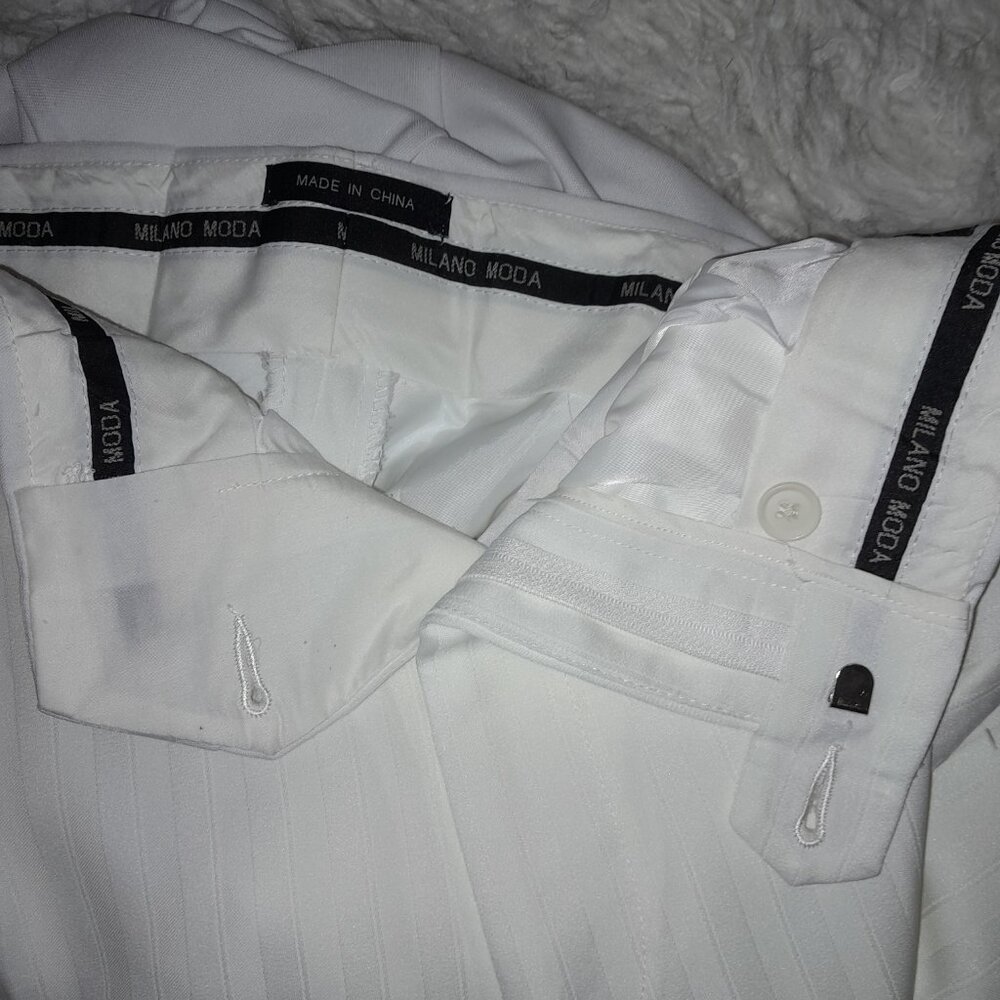 MILANO MODA Off-White Slacks Striped Pattern Size 40L